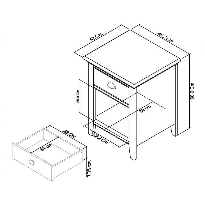 Washington Two Tone 1 Drawer Bedside Cabinet